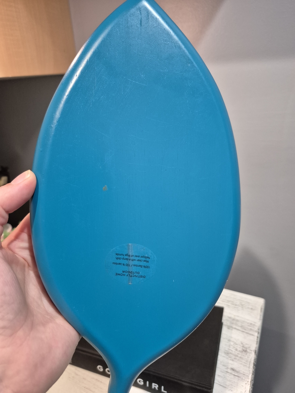 Bamboo Charcuterie Board Serving Dish with Teal Blue Edge & Backing. - Picture 7 of 11